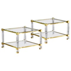 Used Pair of brass and glass coffee tables 1970