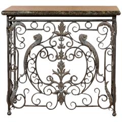 Midcentury Iron Console with Granite Top