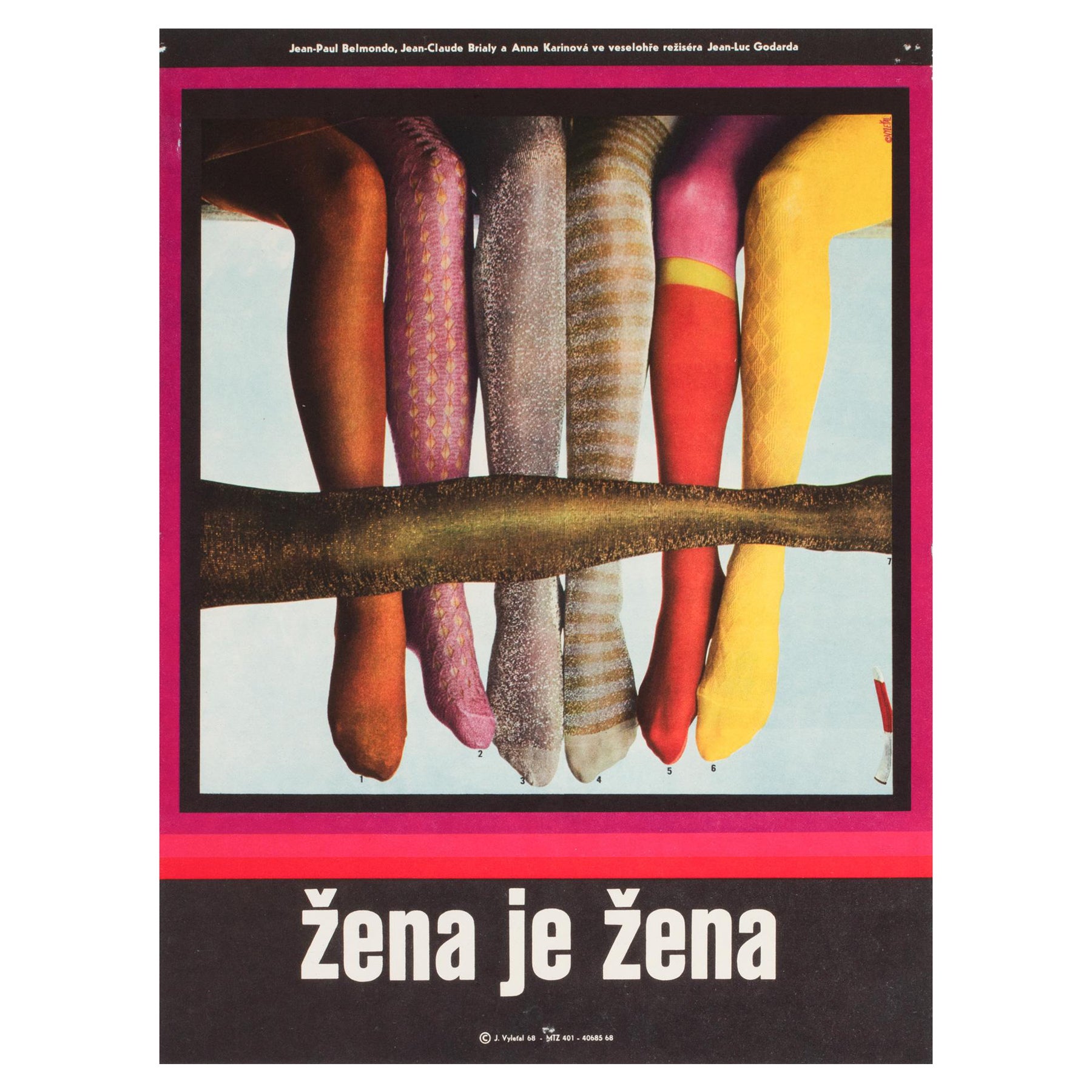 "A WOMAN IS A WOMAN " Czech A3 Film Movie Poster, 1968 JOSEF VYLETAL For Sale