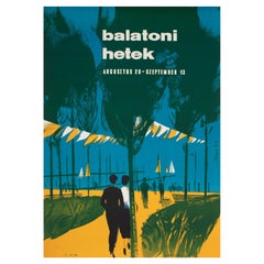 LAKE BALATON BALATONI HETEK  1959 Hungarian Travel Poster, ERNIE SANDOR