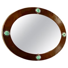 Arts & Crafts Brass Mirror With Ruskin Insets By Liberty & Co