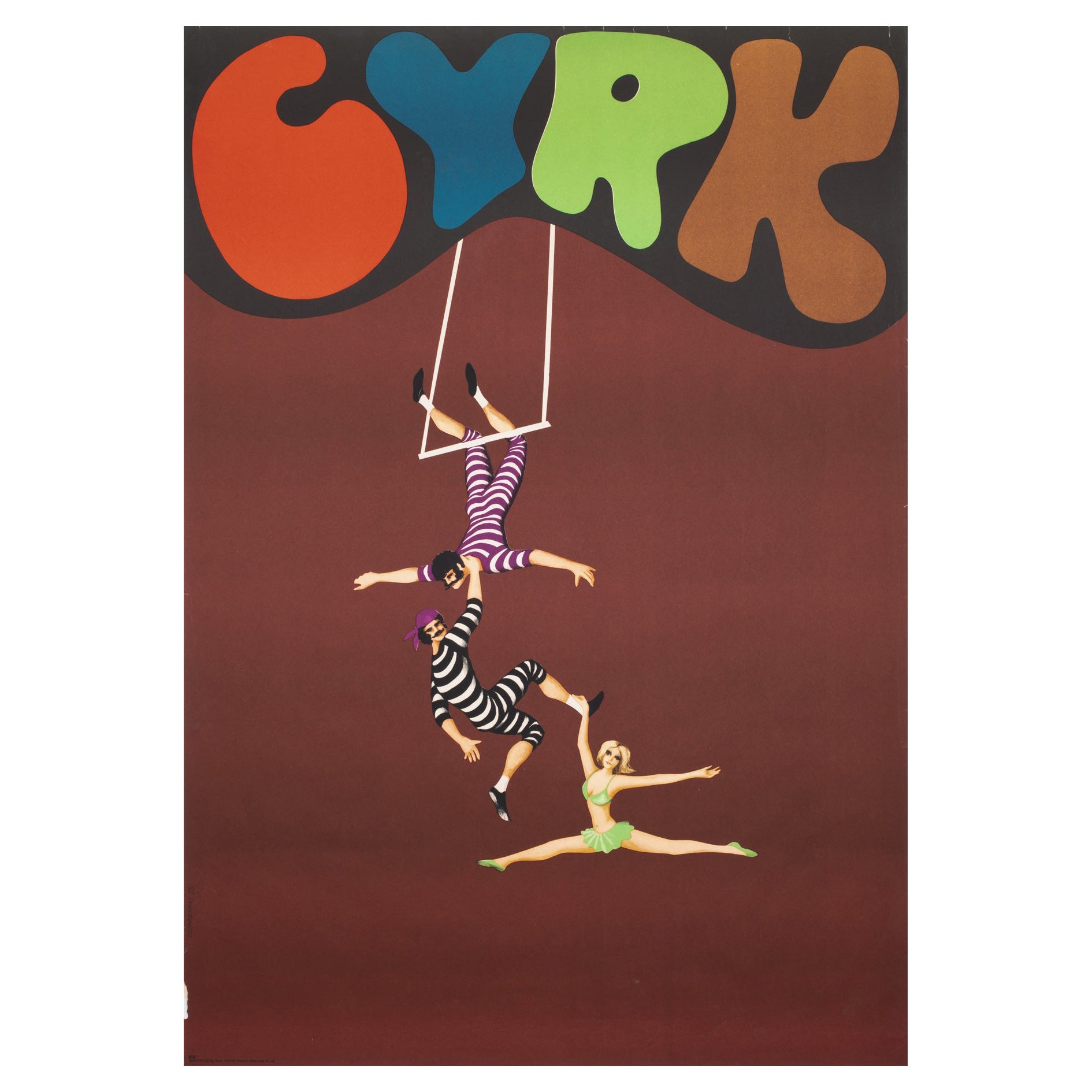 "CYRK HANGING ACROBATS " Original Circus Poster, Jan KOTARBINSKI 1975 For Sale