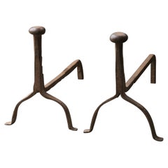 Antique French Louis XV Fire Andirons, 18th Century
