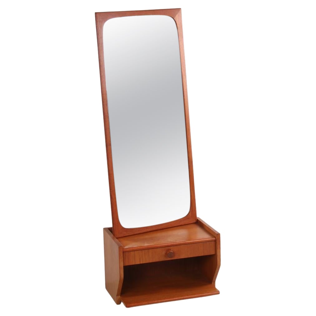 Dains Teak Wooden Hallway Set Mirror with Floating Dresser, 1960 For Sale