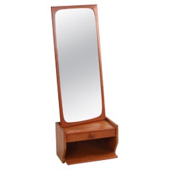 Used Dains Teak Wooden Hallway Set Mirror with Floating Dresser, 1960