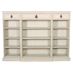 Vintage English Painted Breakfront Bookcase