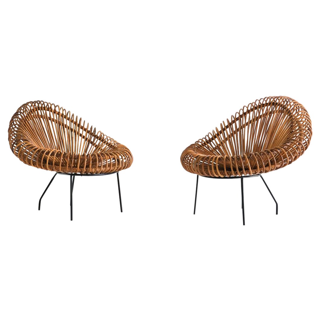 2 Basketware Lounge Chairs by Janine Abraham & Dirk Jan Rol for Edition Rougier For Sale