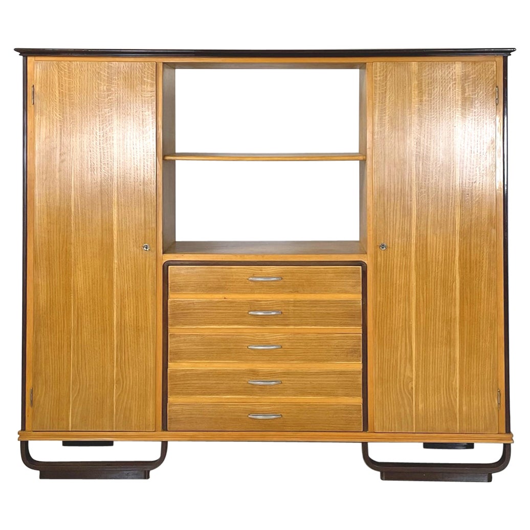 Italian art deco Wood cabinet wardrobe by Giuseppe Pagano Pogatschnig, 1930s For Sale