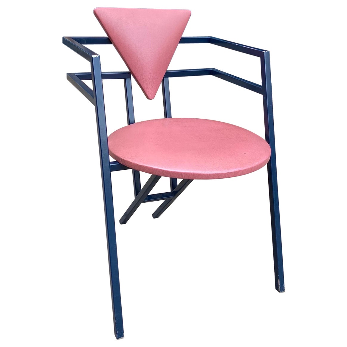 1 fauteuil de salle à manger postmoderne Druillet bleu et rose des années 1980 Jean Allemand