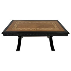 Vintage Italian Art Deco Style Maple and Ash Wood Inlaid Coffee Table, 1980s
