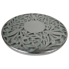 Antique American Art Nouveau Silver Overlay Trivet