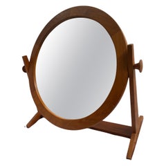 Antique Pedersen and Hansen Danish Modern Teak Vanity or Table Top Cheval Style Mirror 