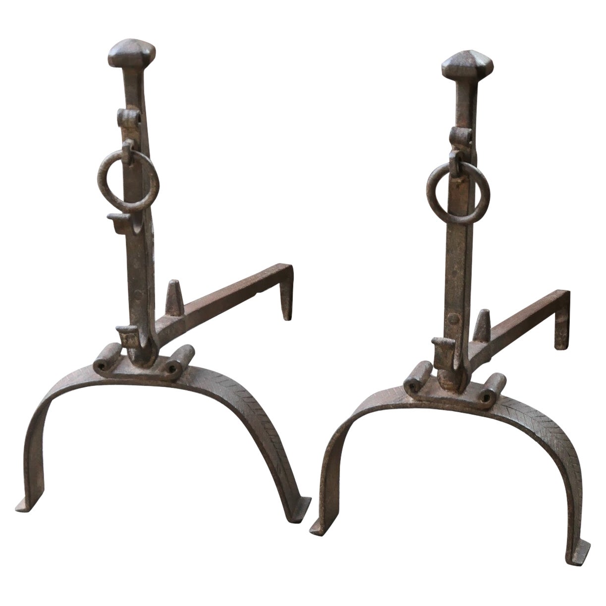 18th Century French Louis XV Fire Andirons For Sale