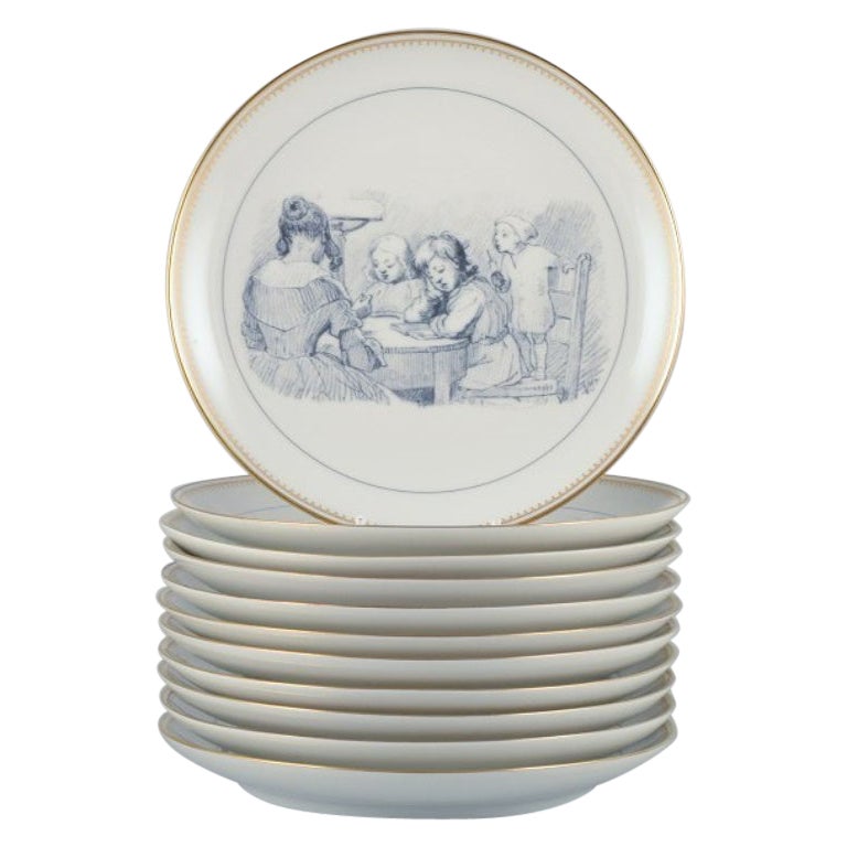 Bing & Grøndahl, un ensemble de onze assiettes en porcelaine avec des motifs de H.C. Andersen.