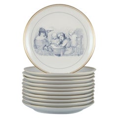 Vintage Bing & Grøndahl, a set of eleven porcelain plates with H. C. Andersen motifs.