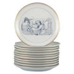Bing & Grøndahl, un set di undici piatti in porcellana con motivi di H. C. Andersen.