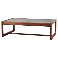 DUX Teak Coffee Table with Patinated Bronze Table Top