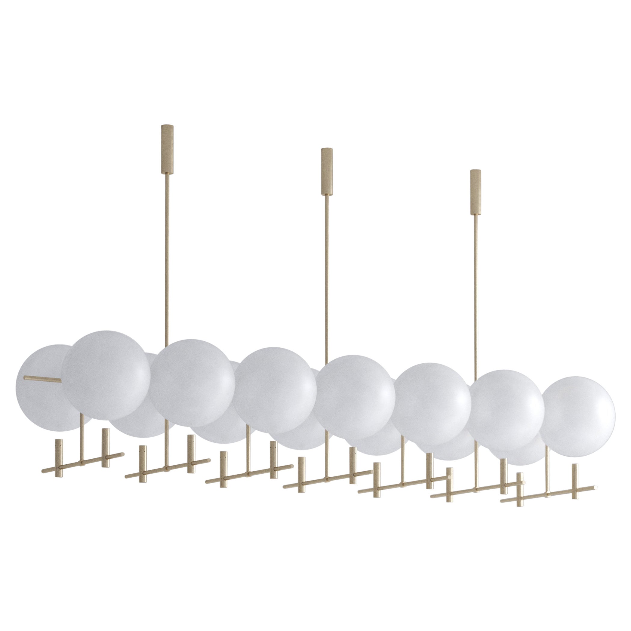Luna Luminaire / Chandelier Horizontal II14 in Brushed Gold For Sale