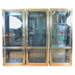 Mastercraft Tall Brass and Glass Cabinets 