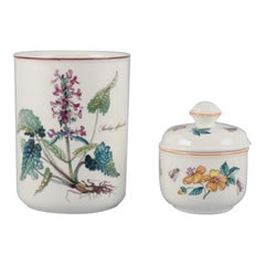 Used Villeroy & Boch, two pieces of "Botanica", porcelain vase and sugar bowl