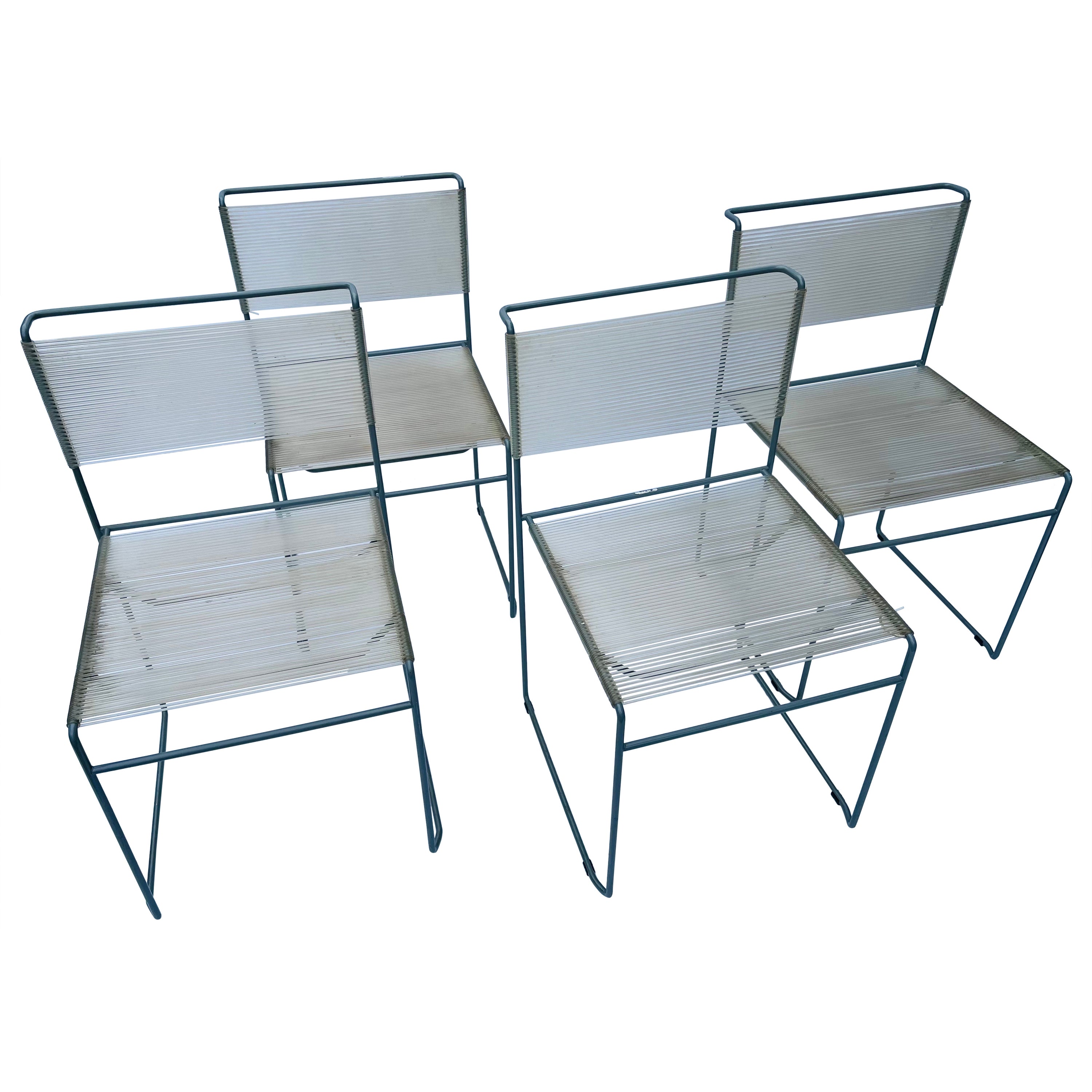 Set aus vier italienischen Design-Stühlen mit Spaghettiträgern aus der Fly Line von Giandomenico Belotti