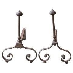 Antique French Louis XV Fire Andirons, 18th Century 