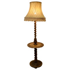 Antique Gothic Style Barley Twist Floor Lamp Table  This is an unusual Piece 