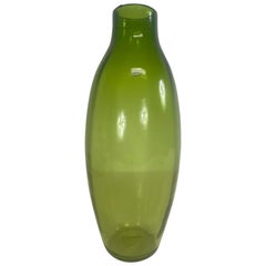 Mid century vintage large Handblown Blenko green glass vase