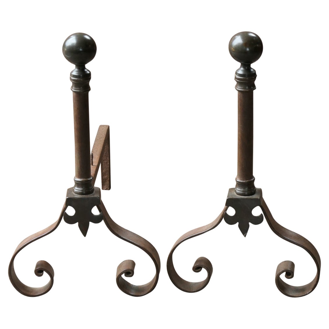Antique French Napoleon III Style Andirons or Firedogs, 19th-20th Century For Sale