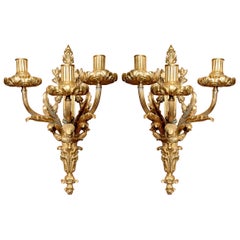 Pair Antique French Bronze Wall Sconces circa 1890