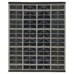Rug & Kilim’s Scandinavian Style Kilim with Blue and Gray Geometric Patterns