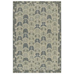 Rug & Kilim's Scandinavian Style Kilim with Gray and Blue Geometric Patterns (Kilim de style scandinave avec des motifs géométriques gris et bleus)