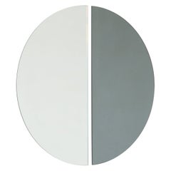 Set of 2 Luna Half-Moon Silver + Black Contemporary Frameless Mirrors, Regular