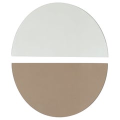 Set of 2 Luna Half-Moon Silver + Bronze Round Frameless Contemporary Mirrors, XL