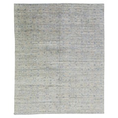 Moderner handgefertigter Teppich aus Wolle und Seide mit Blumenmotiv und grauem Feld 