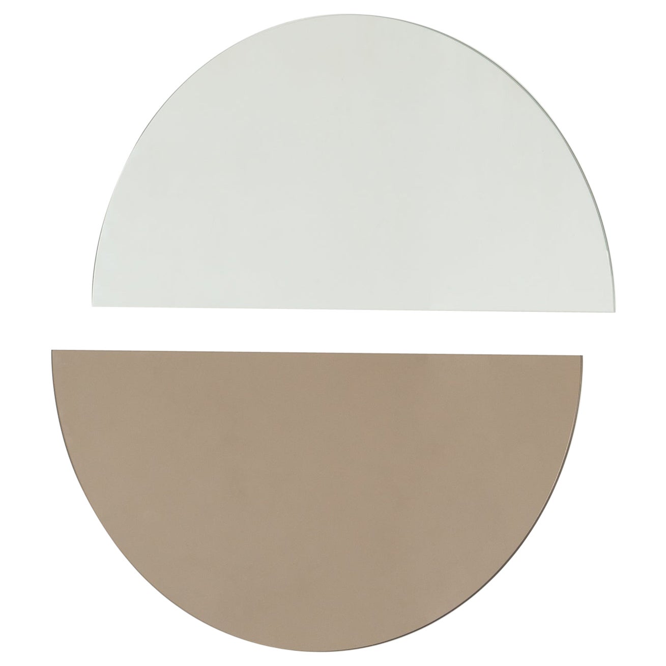 2er-Set Luna Halbmond Silber + Bronze Contemporary rahmenlose Spiegel, Regular im Angebot