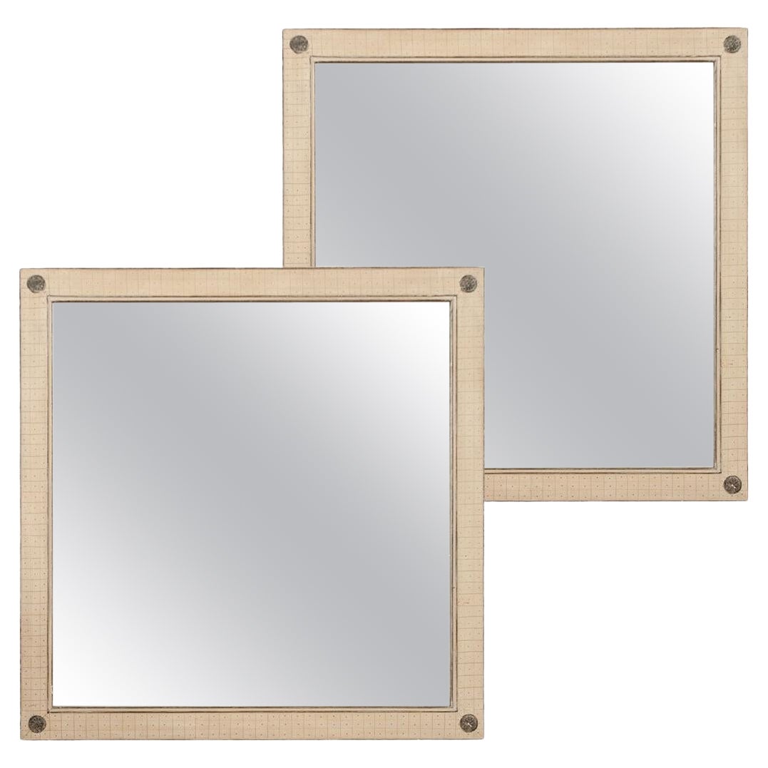 Pair of French Neoclassical Square Mirrors For Sale