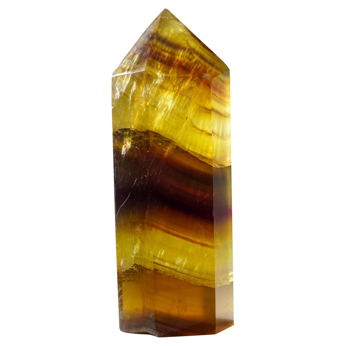 Genuine Polished Yellow Fluorite Point from Argentina (2.1 lbs) For Sale