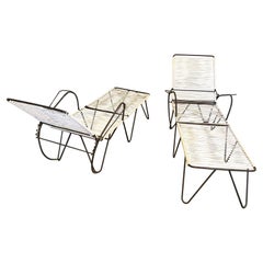 Retro iron patio chaise lounge chairs mid century modern 