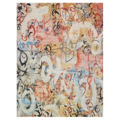 Contemporary Hand-Knotted Mansour Modern Abstract Wool and Silk Rug