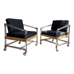 Lucite and Bamboo Club Chairs McGuire for Four Seasons mid century post modern