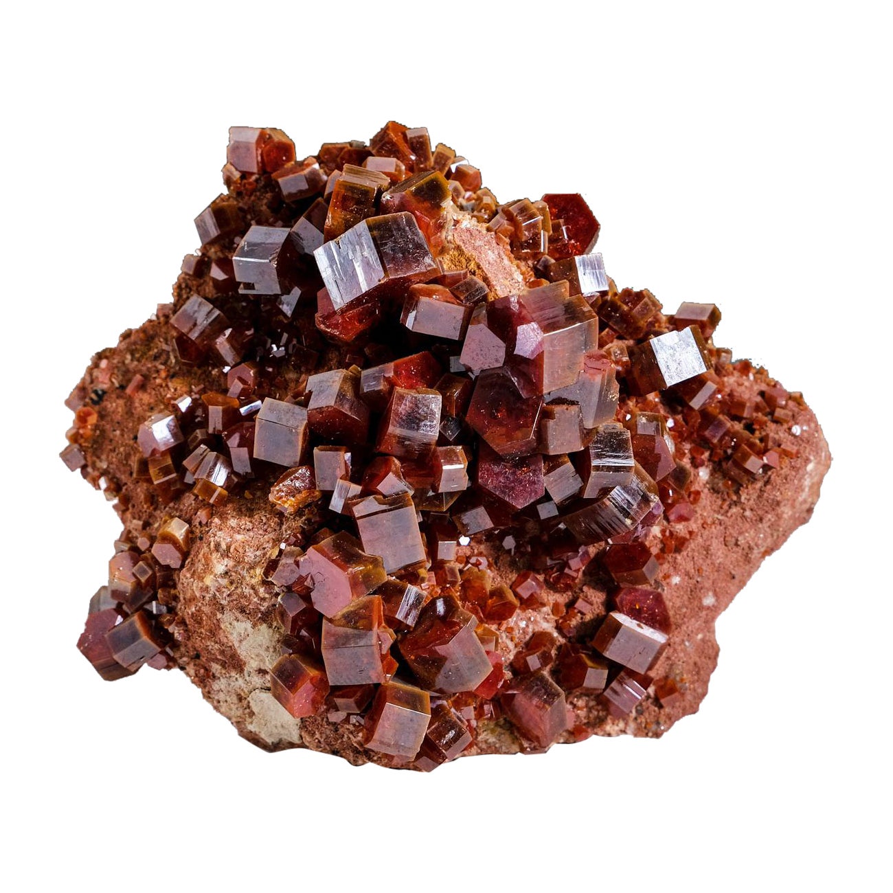 Genuine Vanadinite Crystal Cluster on Matrix from Morocco (183.4 grams) For Sale