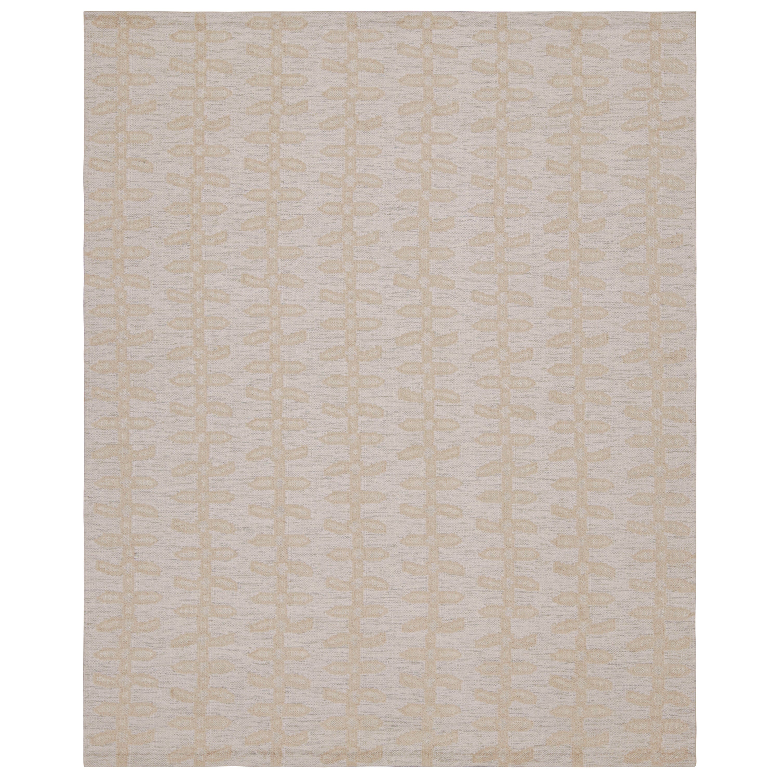 Rug & Kilim’s Scandinavian Style Kilim Rug with Beige & Gray Floral Patterns For Sale