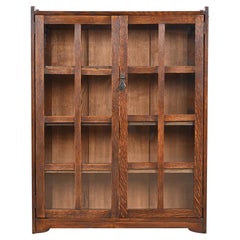Antique Stickley Brothers Mission Oak Arts and Crafts Bookcase, Circa 1900