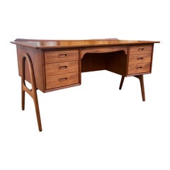 Svend Aage Madsen Mid century danish modern Curved double sided Teak Desk