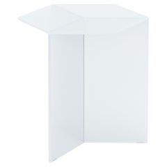 Isom Tall 45 cm Side Table Satin Glass White, Sebastian Scherer Neo/Craft