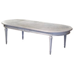  19th Century French Louis XVI Carved and Painted Oval Dining Room Table 