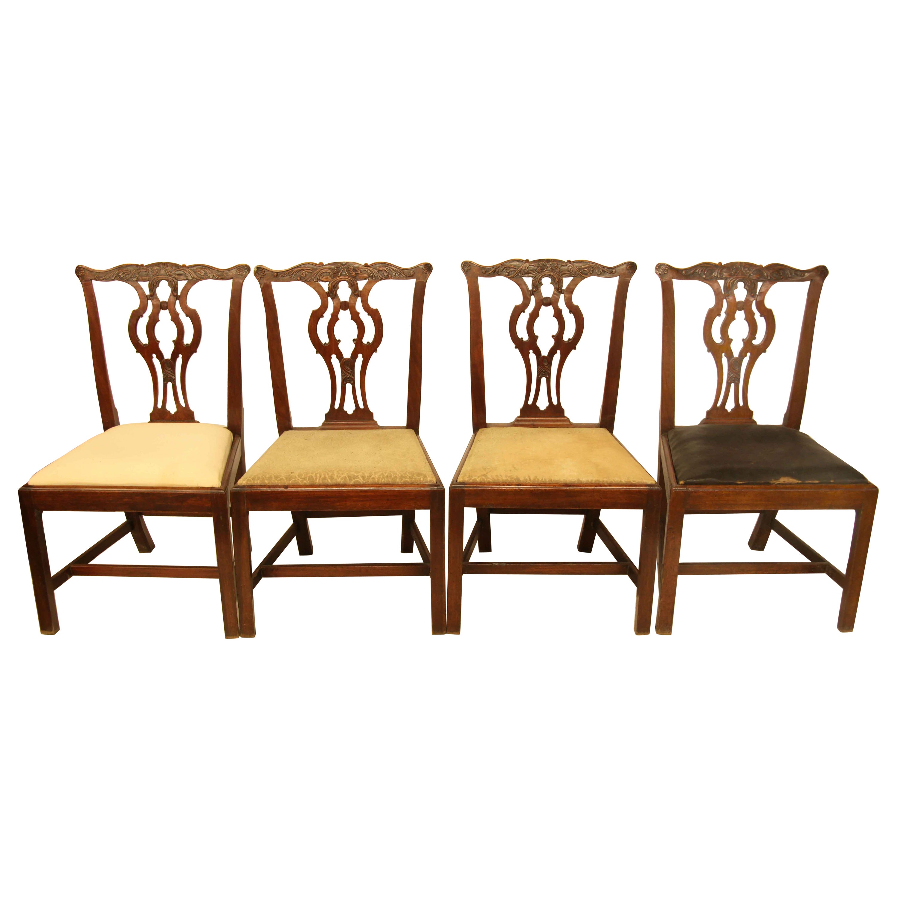 Set of Four 18th Century Chippendale Chairs For Sale