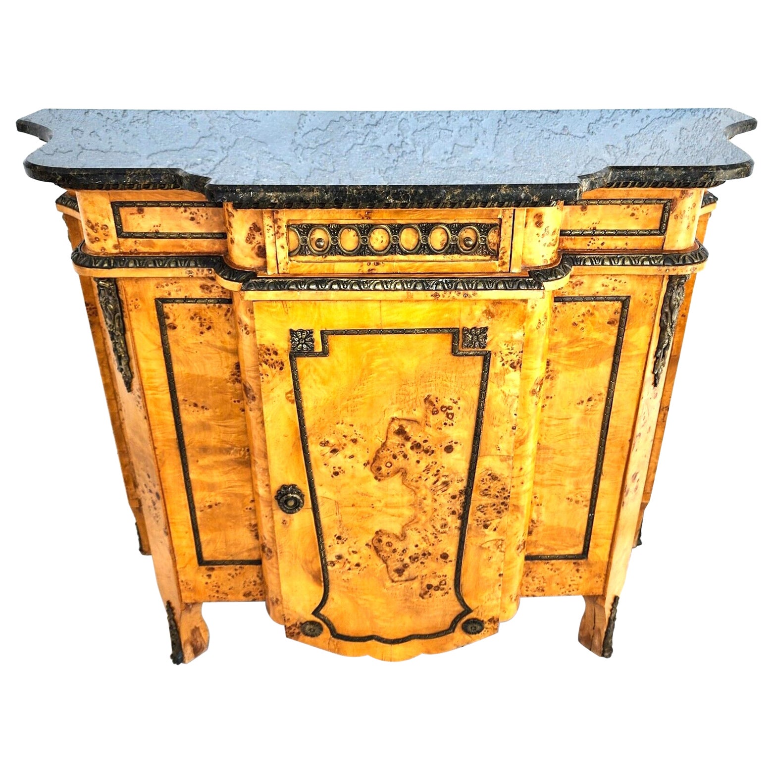 French Louis XV Bar Cabinet Buffet Birdseye Maple For Sale