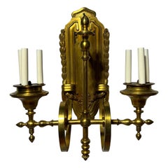 Magnificent E. F. Caldwell & Co Gilt Bronze Two Arm 6-Light Wall Sconce